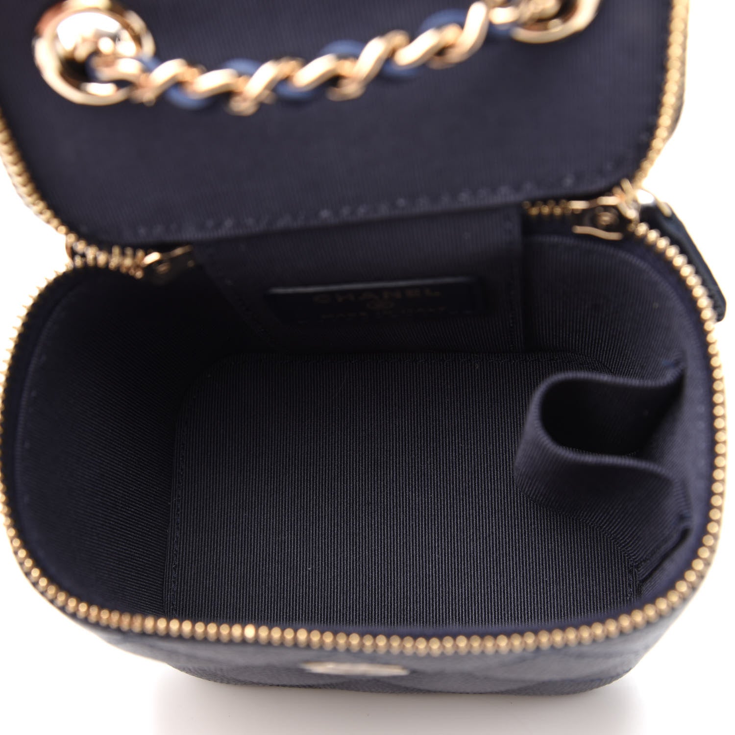 Chanel Caviar Quilted Mini Vanity Case With Chain Navy 5 of 11
