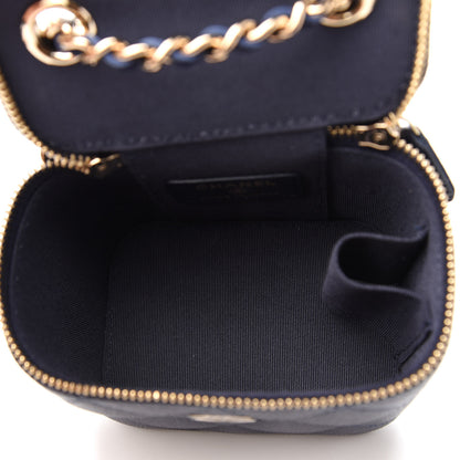 Chanel Caviar Quilted Mini Vanity Case With Chain Navy 5 of 11