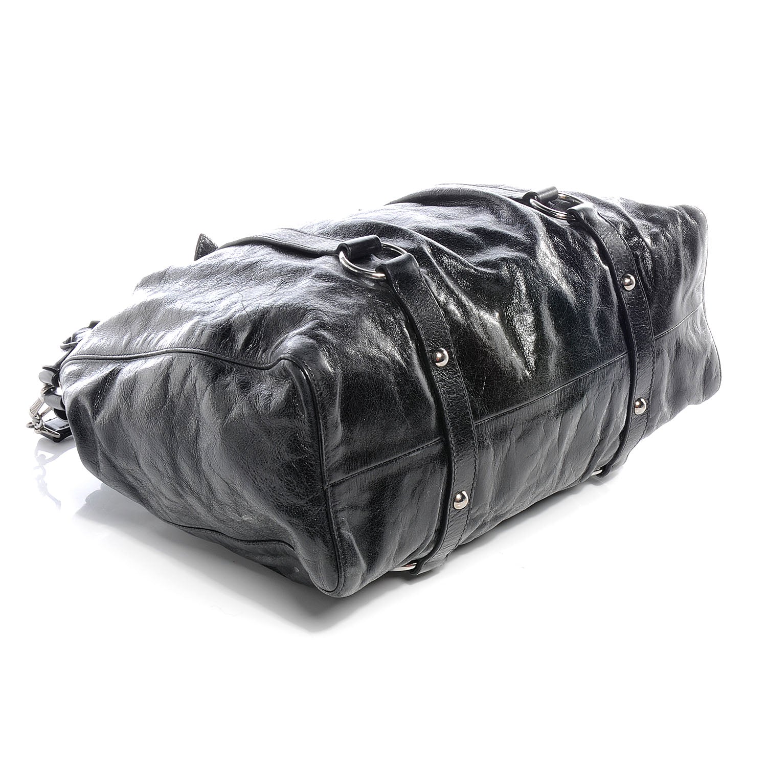 Miu Miu Leather Vitello Lux Gathered Tote Black 4 of 7