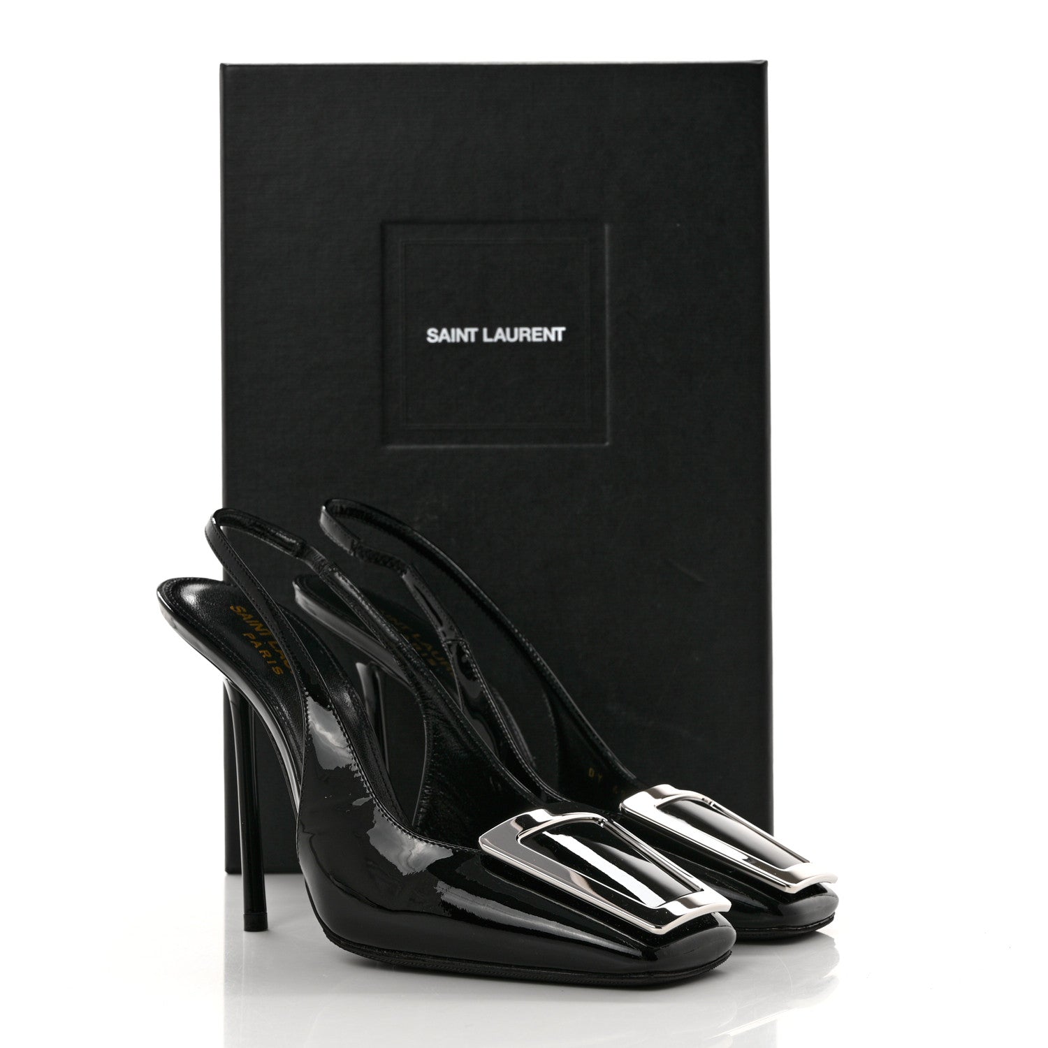 Saint Laurent Patent Maxine 115mm Slingback Pumps 36.5 Black 9 of 9