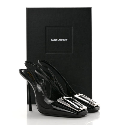 Saint Laurent Patent Maxine 115mm Slingback Pumps 36.5 Black 9 of 9