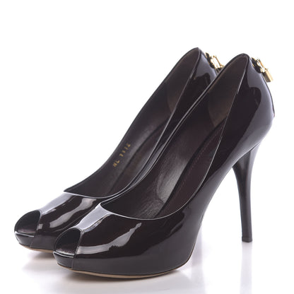 Louis Vuitton Patent Calfskin Oh Really Peep Toe Pumps 39.5 Amarante 3 of 11