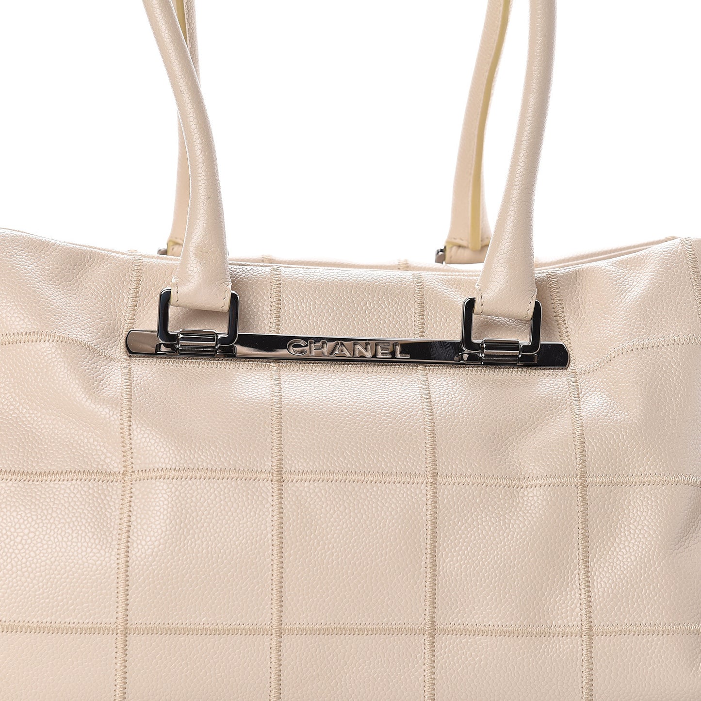 Caviar Square Stitched Large Tote Beige