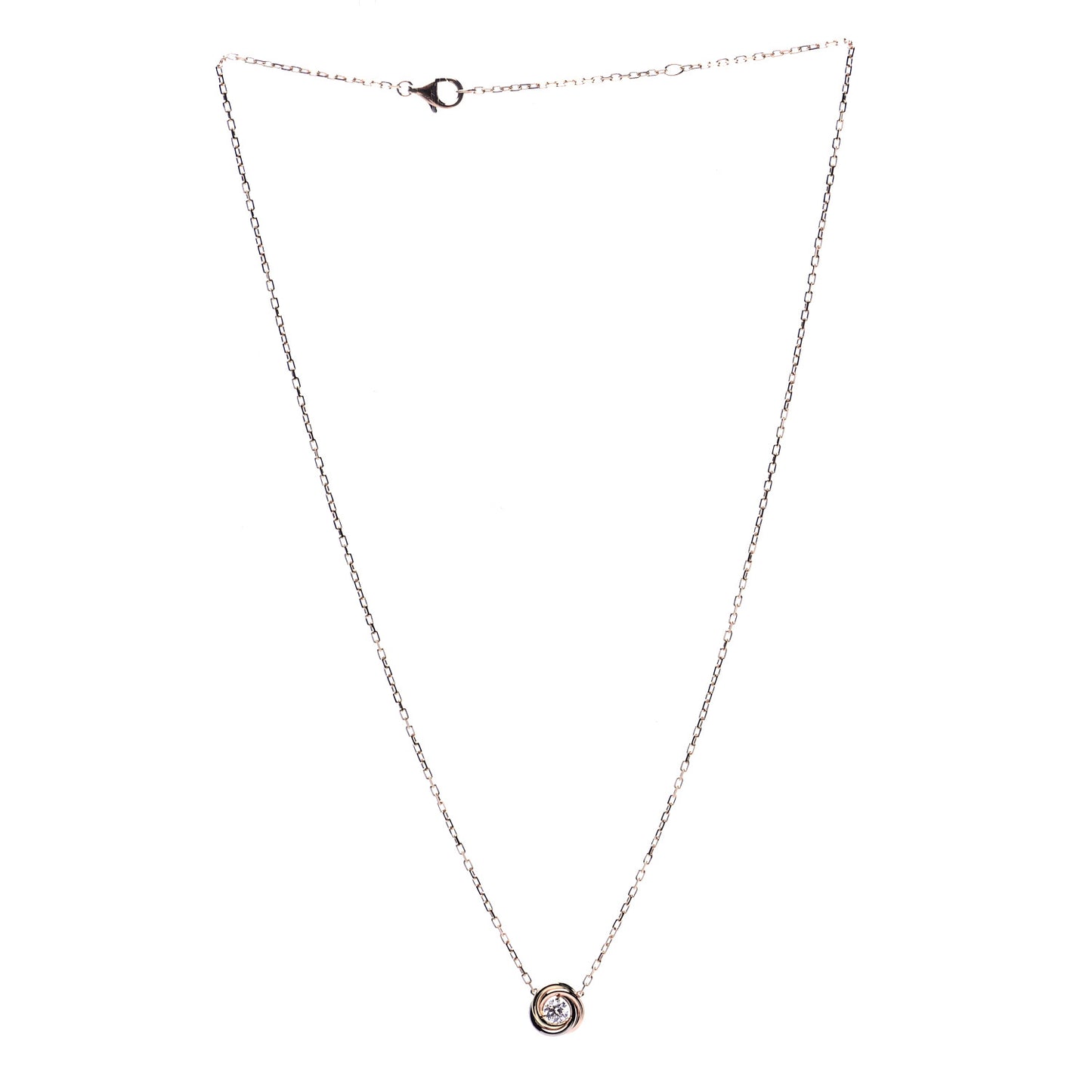 18K Pink White Yellow Gold Diamond Trinity De Cartier Pendant Necklace