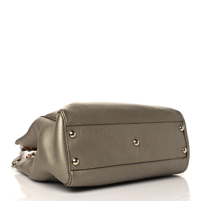 Gucci Metallic Calfskin Small Bamboo Shopper Tote Grey 3 of 9