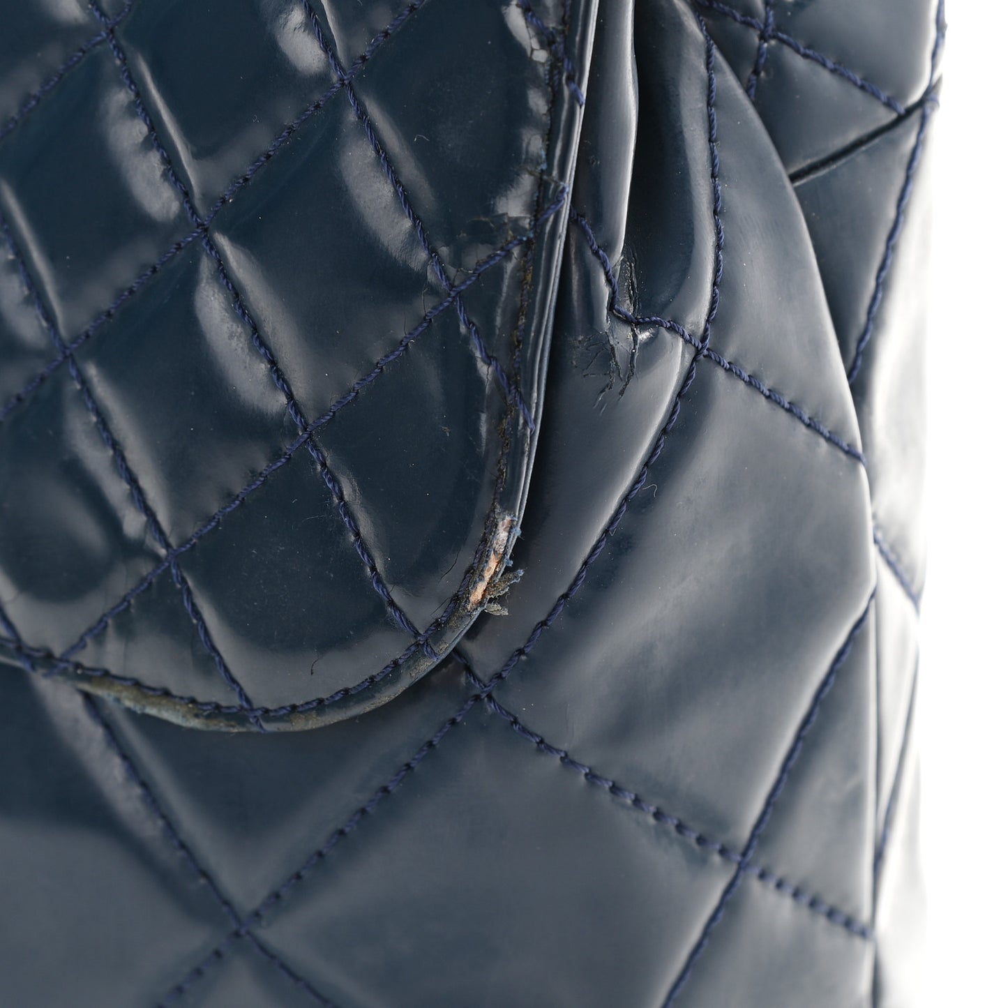 Vinyl Quilted In the Business Flap Bag Navy Blue