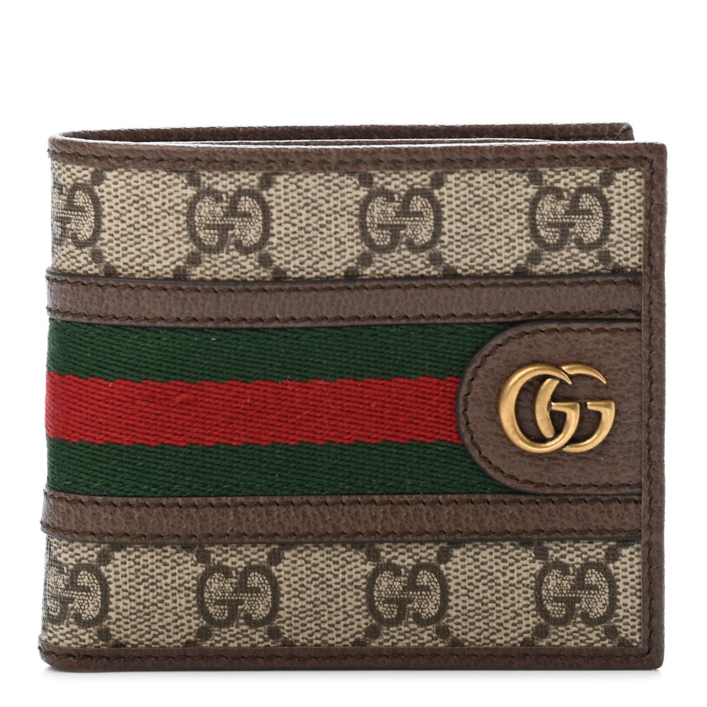 GG Supreme Monogram Web Mens Ophidia Bi-Fold Wallet Beige New Acero