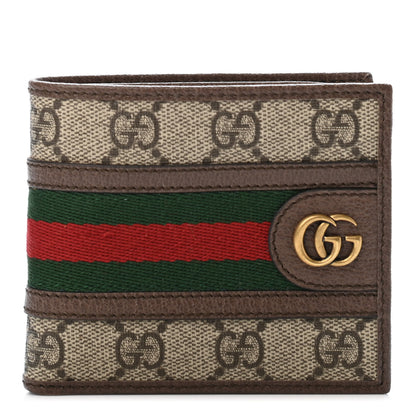Gucci GG Supreme Monogram Web Mens Ophidia Bi-Fold Wallet Beige New Acero 1 of 4