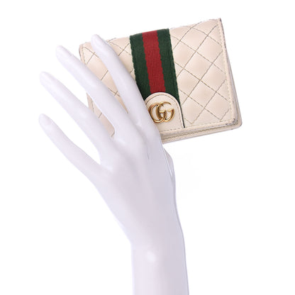 Gucci Calfskin Web Trapuntata GG Card Case Wallet Off White 2 of 9