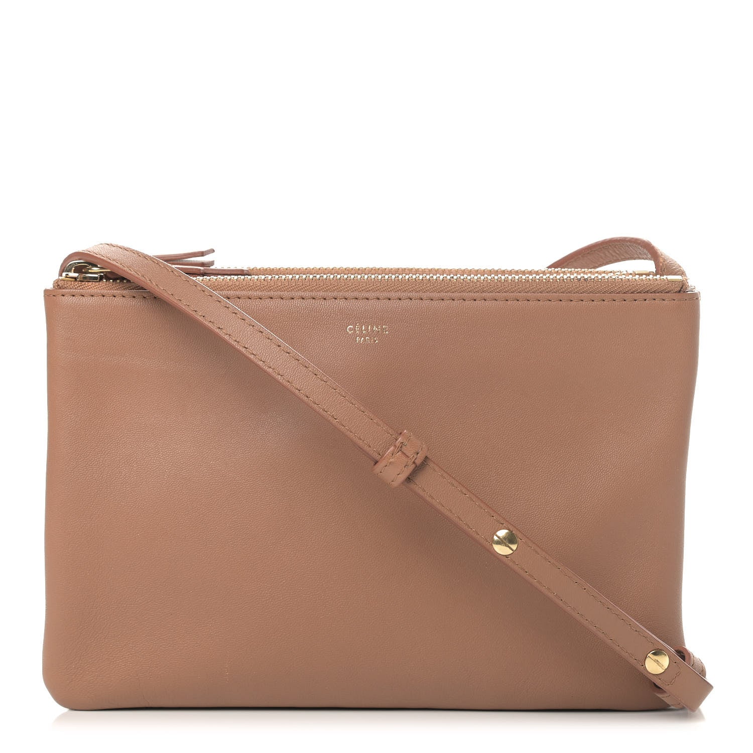Celine Lambskin Large Trio Crossbody Bag Camel 1 of 9