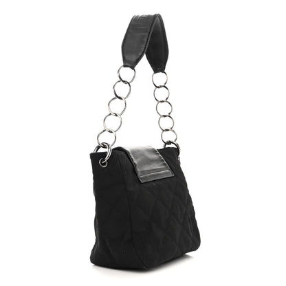 Chanel Lambskin Nylon Quilted Mademoiselle Shoulder Bag Black 3 of 11