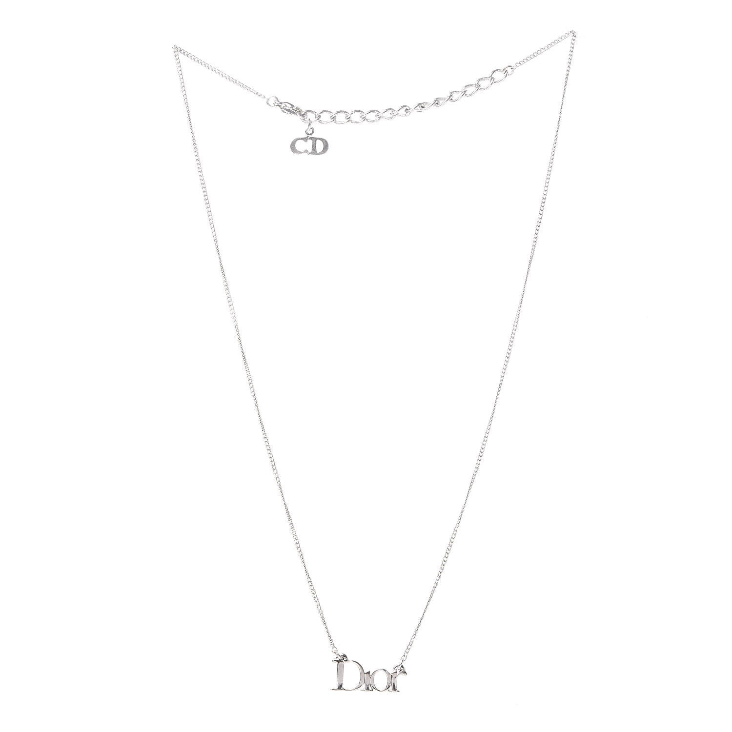 Christian Dior Metal Logo Necklace Silver 3 of 5