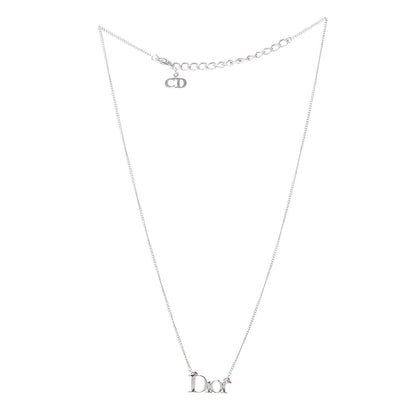 Christian Dior Metal Logo Necklace Silver 3 of 5