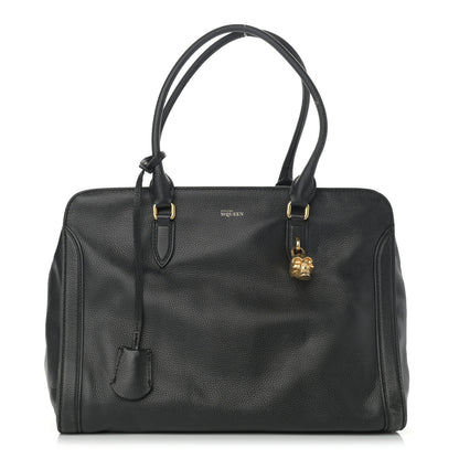 Alexander McQueen Pebbled Calfskin Large Skull Padlock Zip Around Tote Black 1 of 15