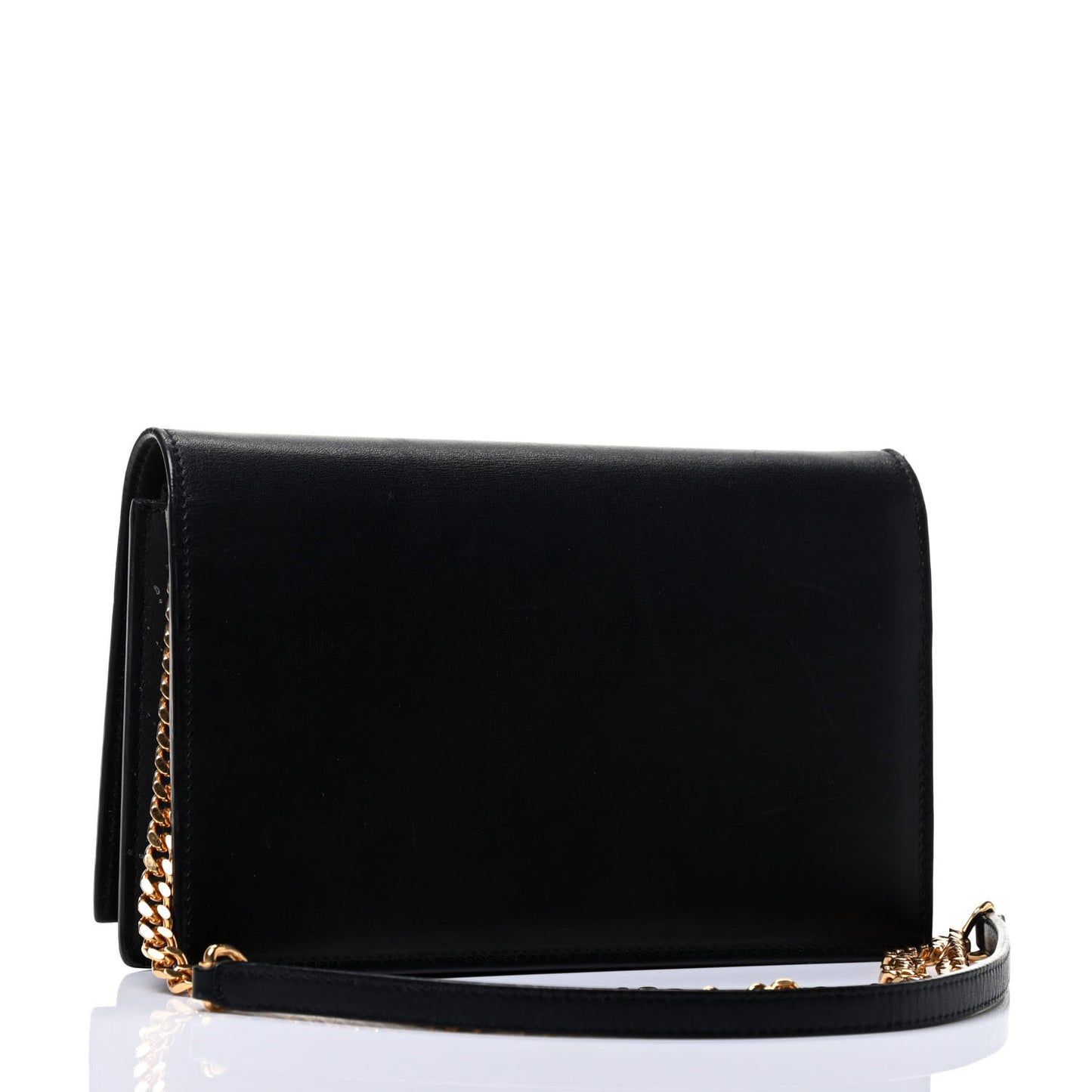 Smooth Calfskin Classic Monogram Kate Tassel Chain Wallet Black