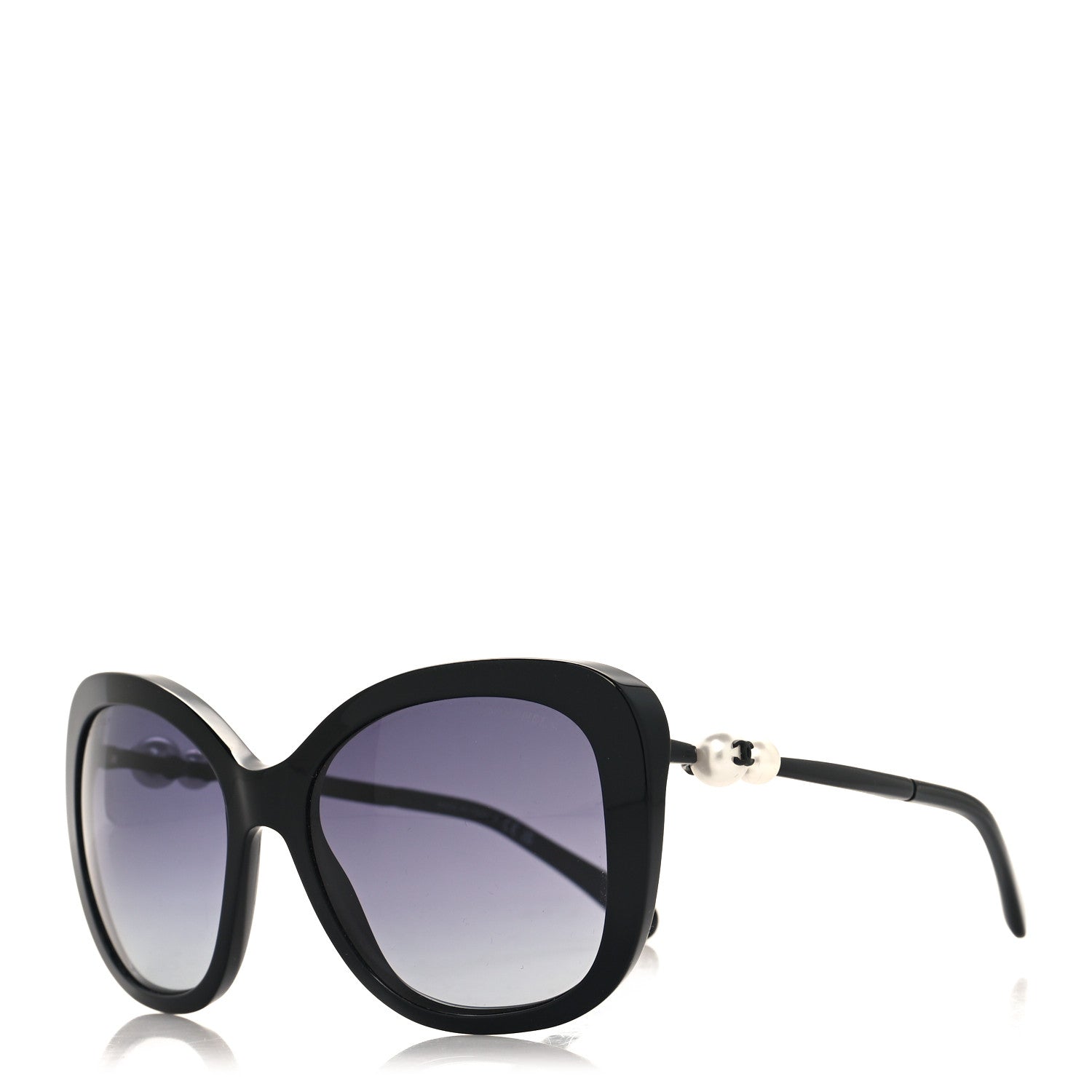 Chanel Acetate Butterfly Winter Pearl Sunglasses 5339-H Black 1 of 8