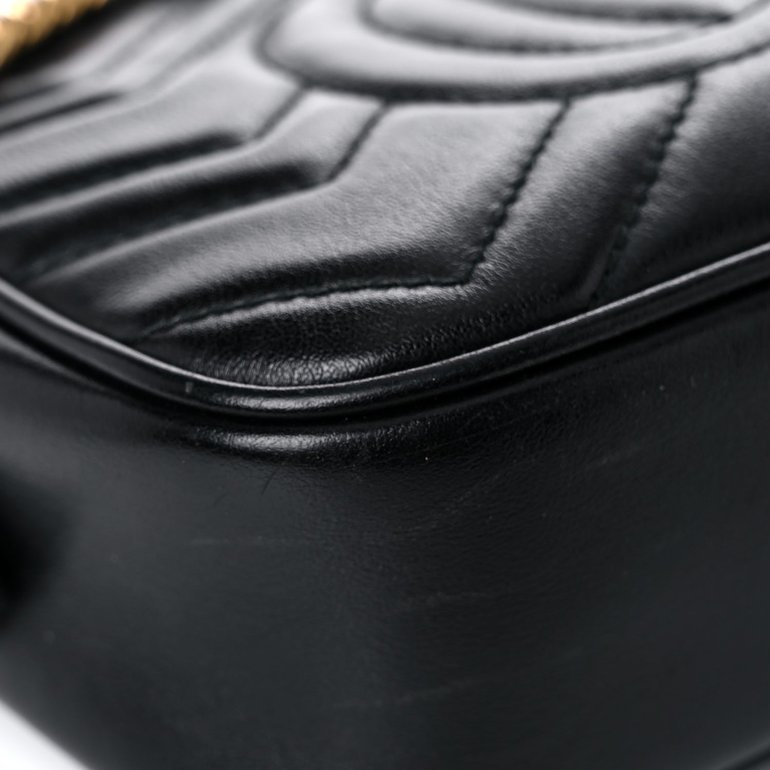 Gucci Calfskin Matelasse Mini GG Marmont Chain Shoulder Bag Black 8 of 14