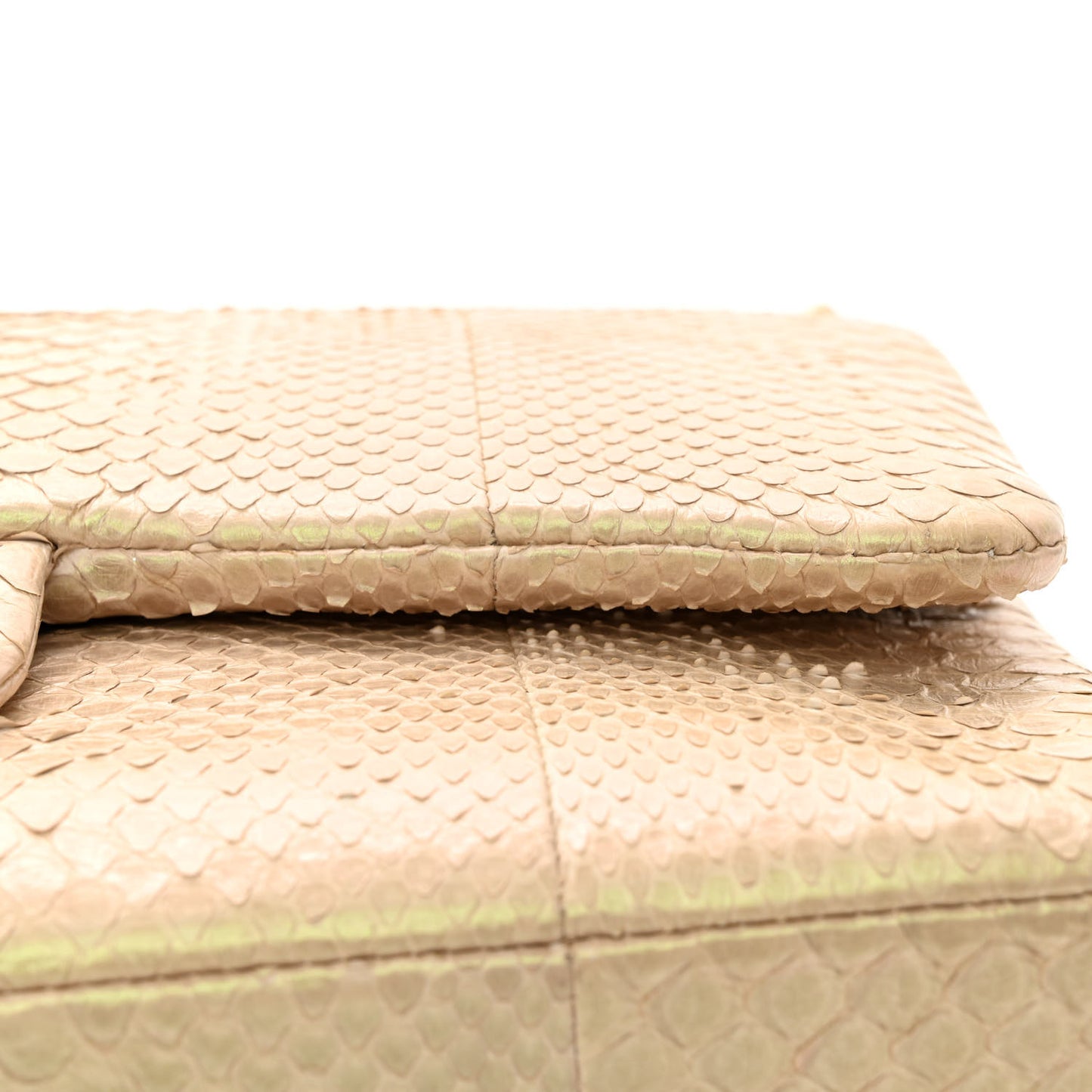 Metallic Snakeskin Jumbo Double Flap Gold