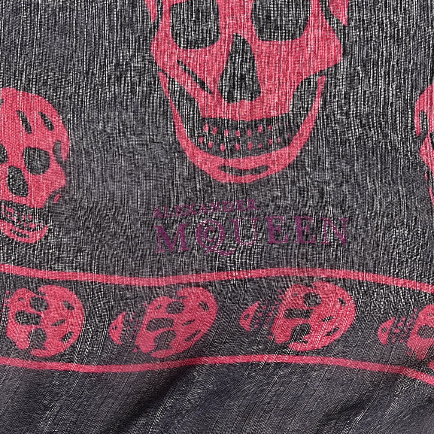 Silk Chiffon Skull Scarf Navy Pink