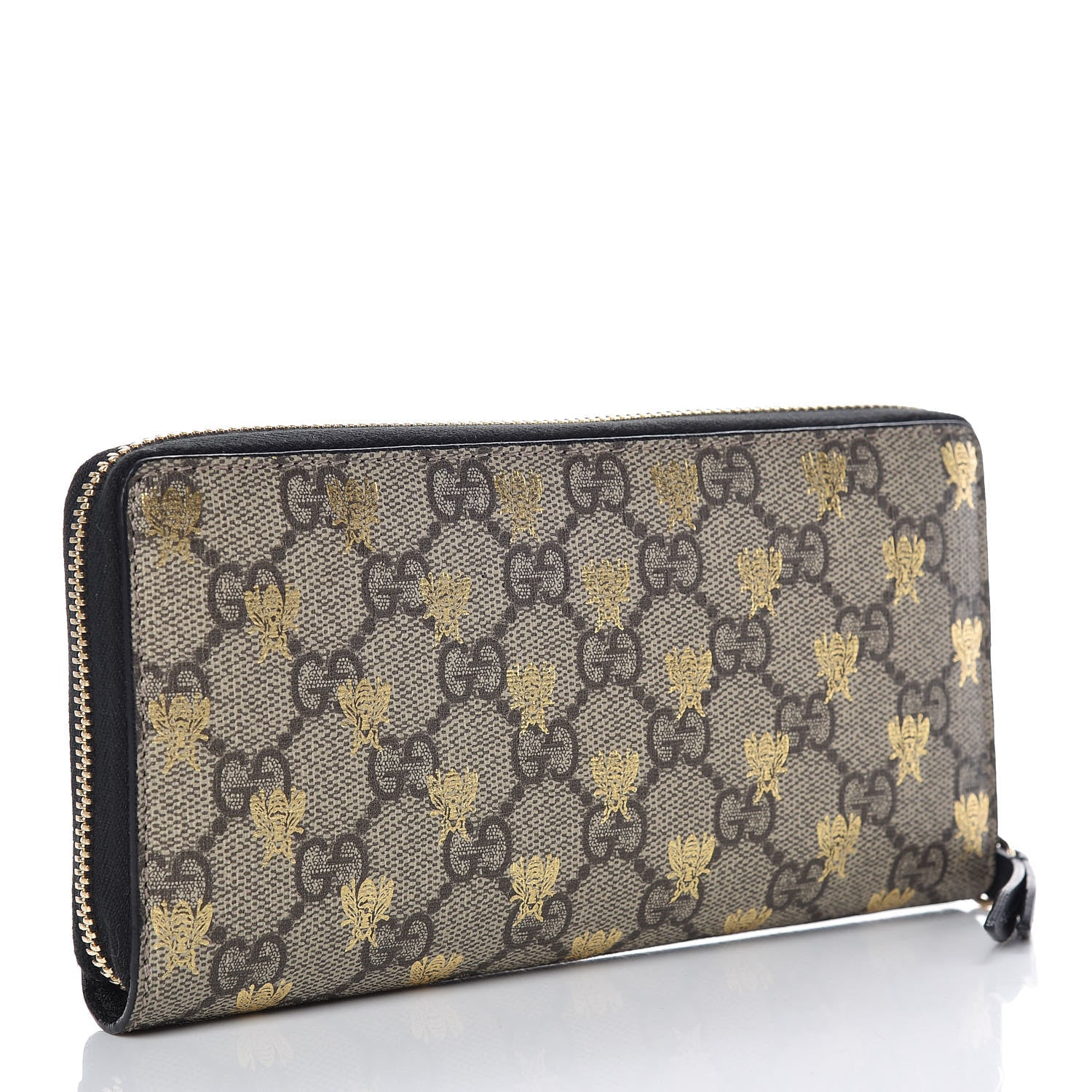 Gucci GG Supreme Monogram Bees Zip Around Wallet 3 of 10