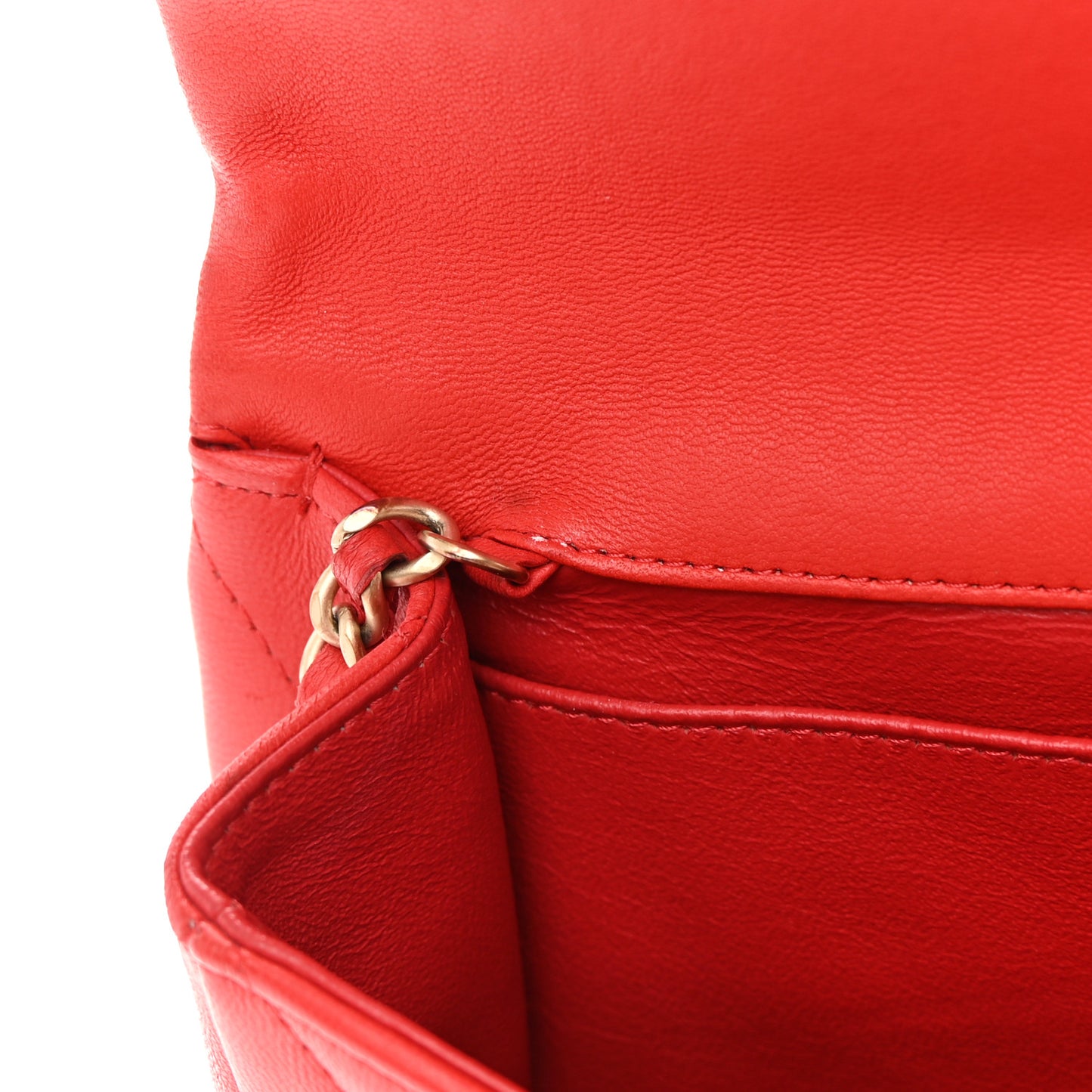 Lambskin Quilted Clutch with Chain Flap Red