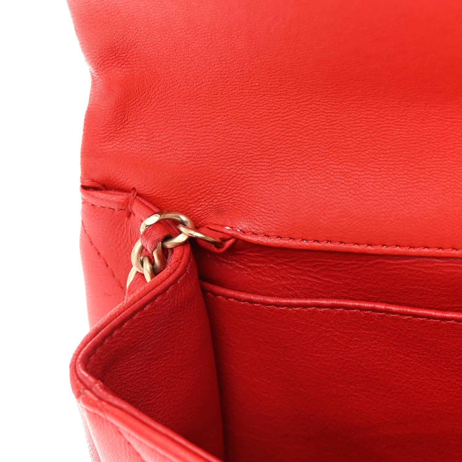 Chanel Lambskin Quilted Clutch with Chain Flap Red 12 of 19