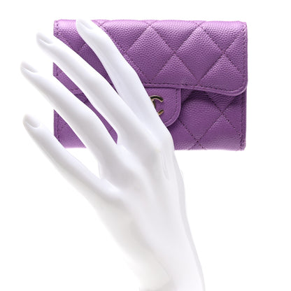 Chanel Caviar Quilted Flap Card Holder Wallet Purple 2 of 9