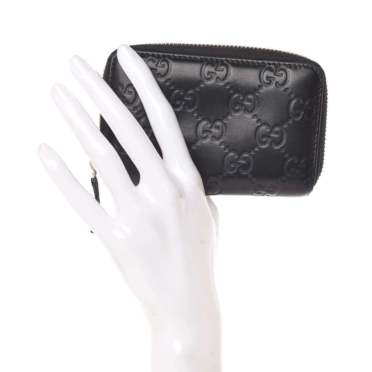 Gucci Guccissima Zip Around Card Case Black 2 of 12