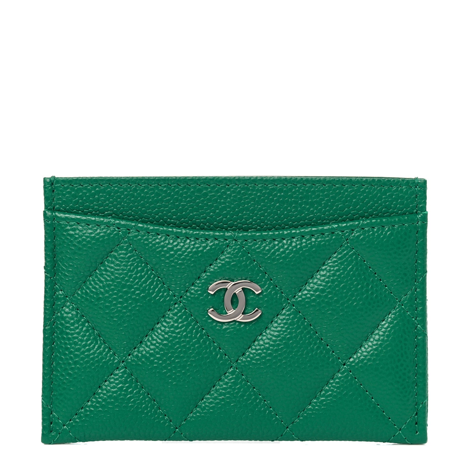Chanel Caviar Quilted Card Holder Green 1 of 4