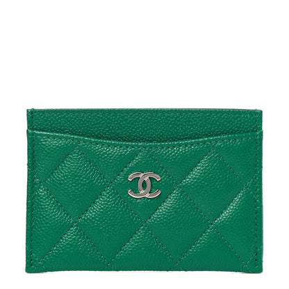 Chanel Caviar Quilted Card Holder Green 1 of 4
