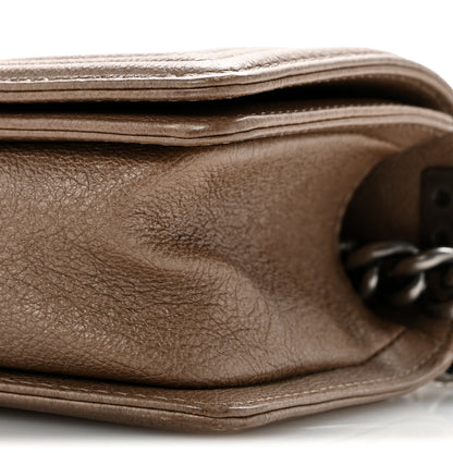 Chanel Metallic Calfskin Quilted Small Boy Flap Taupe 10 of 11