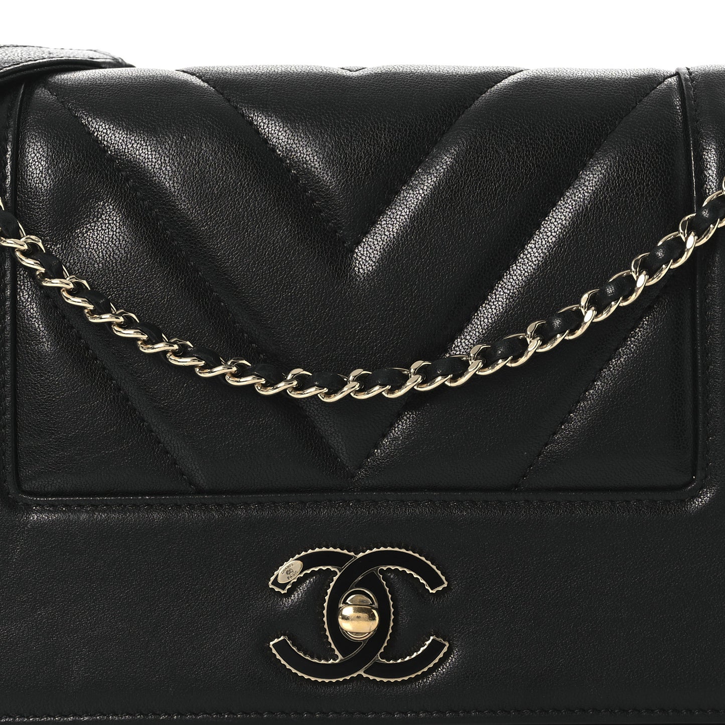 Sheepskin Chevron Quilted Medium Vintage Mademoiselle Flap Black