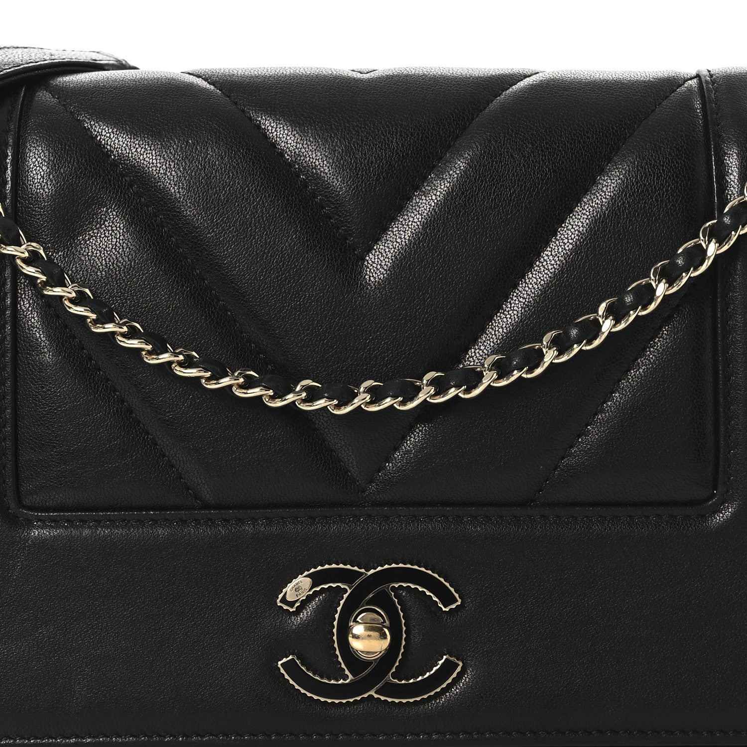 Chanel Sheepskin Chevron Quilted Medium Vintage Mademoiselle Flap Black 8 of 11