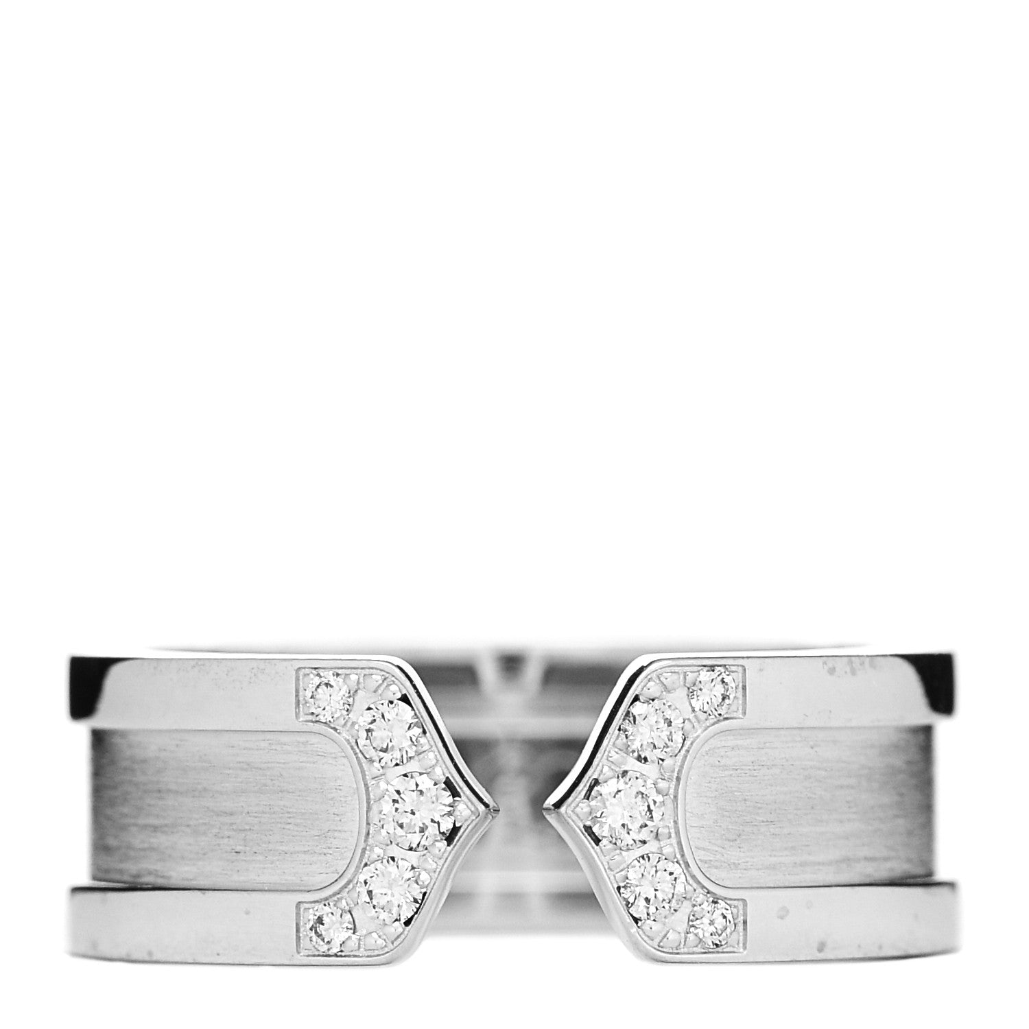 Cartier 18K White Gold Diamond 6.5mm Logo De Cartier Ring 49 4.75 1 of 4