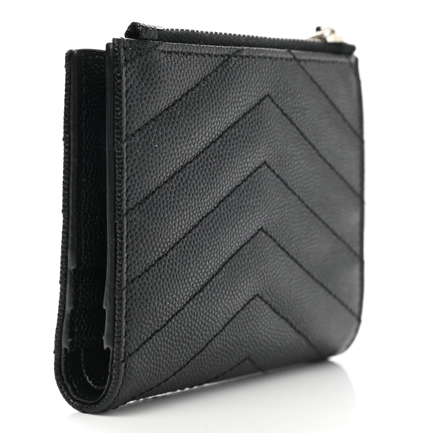 Grain De Poudre Matelasse Chevron Monogram Zipped Card Case Black