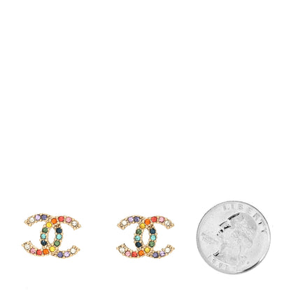 Chanel Crystal Over The Rainbow CC Earrings Gold Multicolor 2 of 4