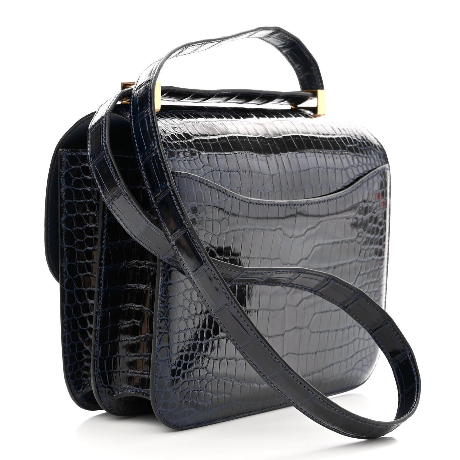 Hermes Shiny Porosus Crocodile Constance 24 Bleu Marine 3 of 11