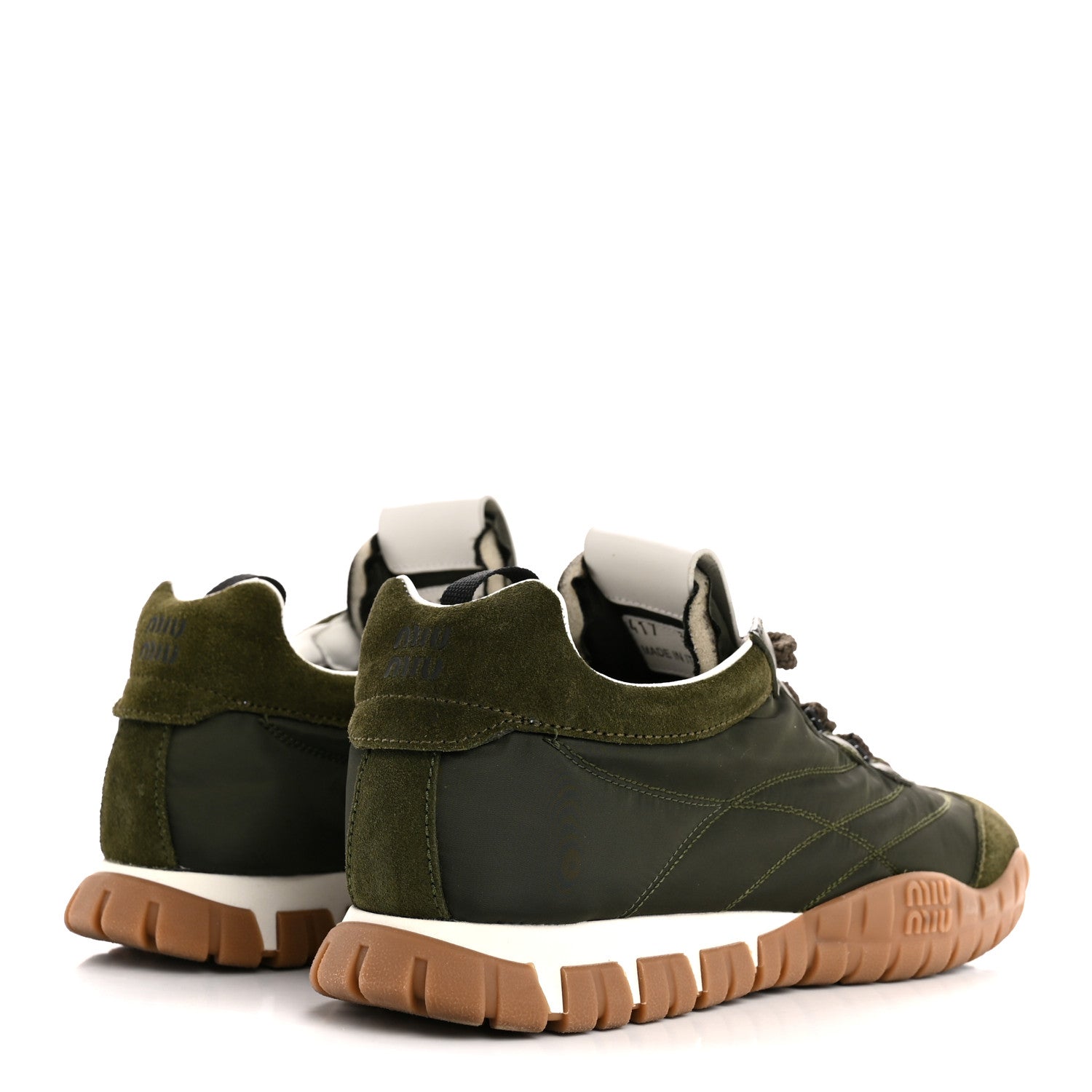 Miu Miu Nylon Scamosciato Suede Tyre Sneakers 38 Loden 5 of 11