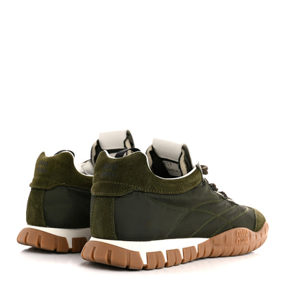 Miu Miu Nylon Scamosciato Suede Tyre Sneakers 38 Loden 5 of 11