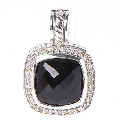 David Yurman Sterling Silver Diamond Black Onyx 11mm Albion Enhancer Pendant 1 of 5