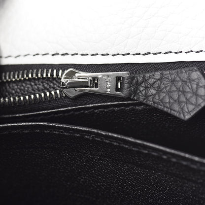 Hermes Taurillon Clemence Horseshoe Kelly Retourne 25 White Black 21 of 43