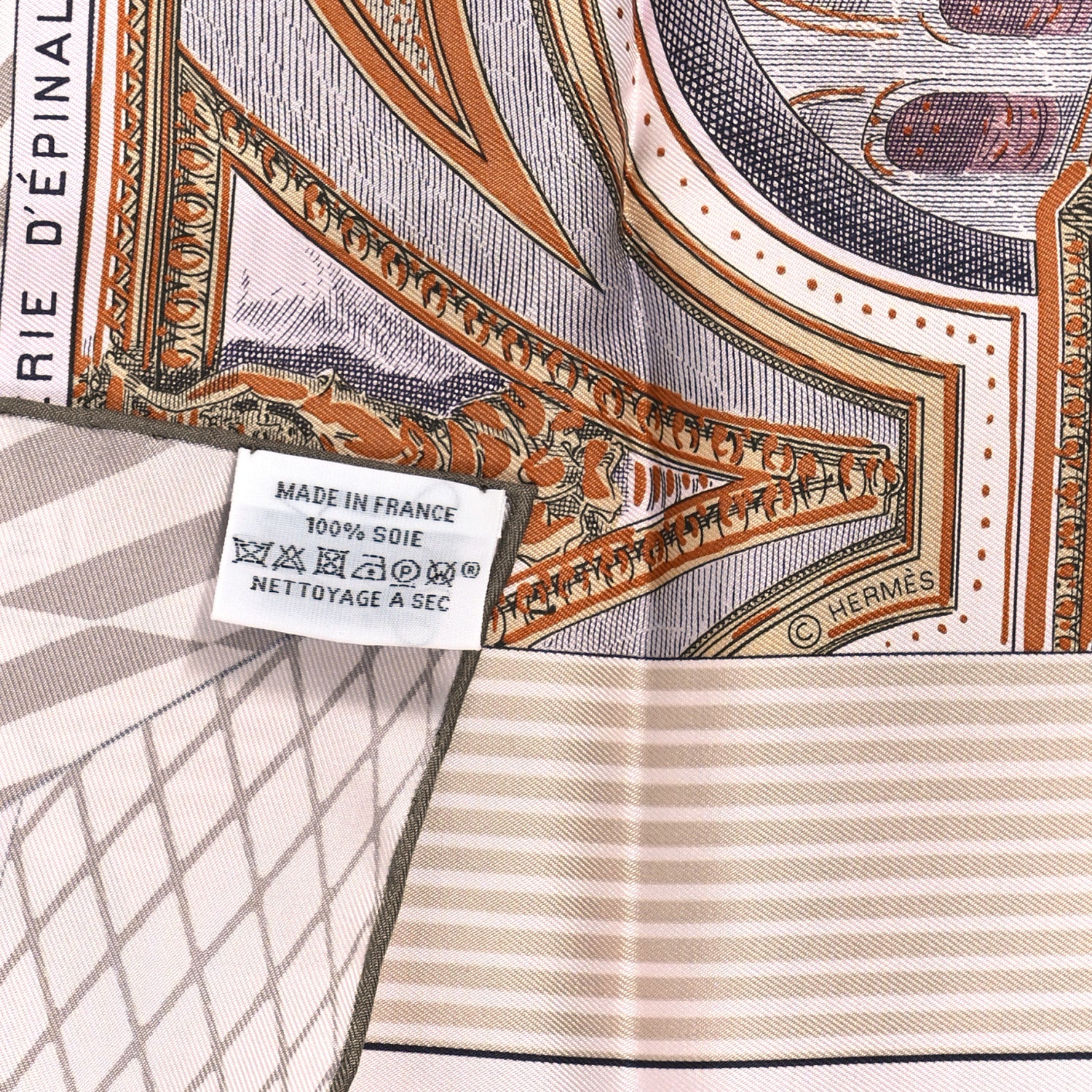 Hermes Silk Grand Theatre Nouveau Scarf 90 Rose Pale Etoupe 3 of 4