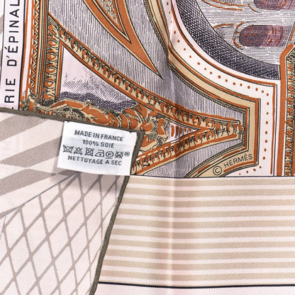 Hermes Silk Grand Theatre Nouveau Scarf 90 Rose Pale Etoupe 3 of 4