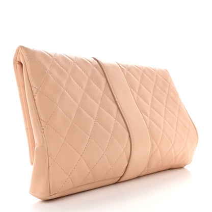 Chanel Lambskin Quilted Grip Clutch Nude 3 of 7