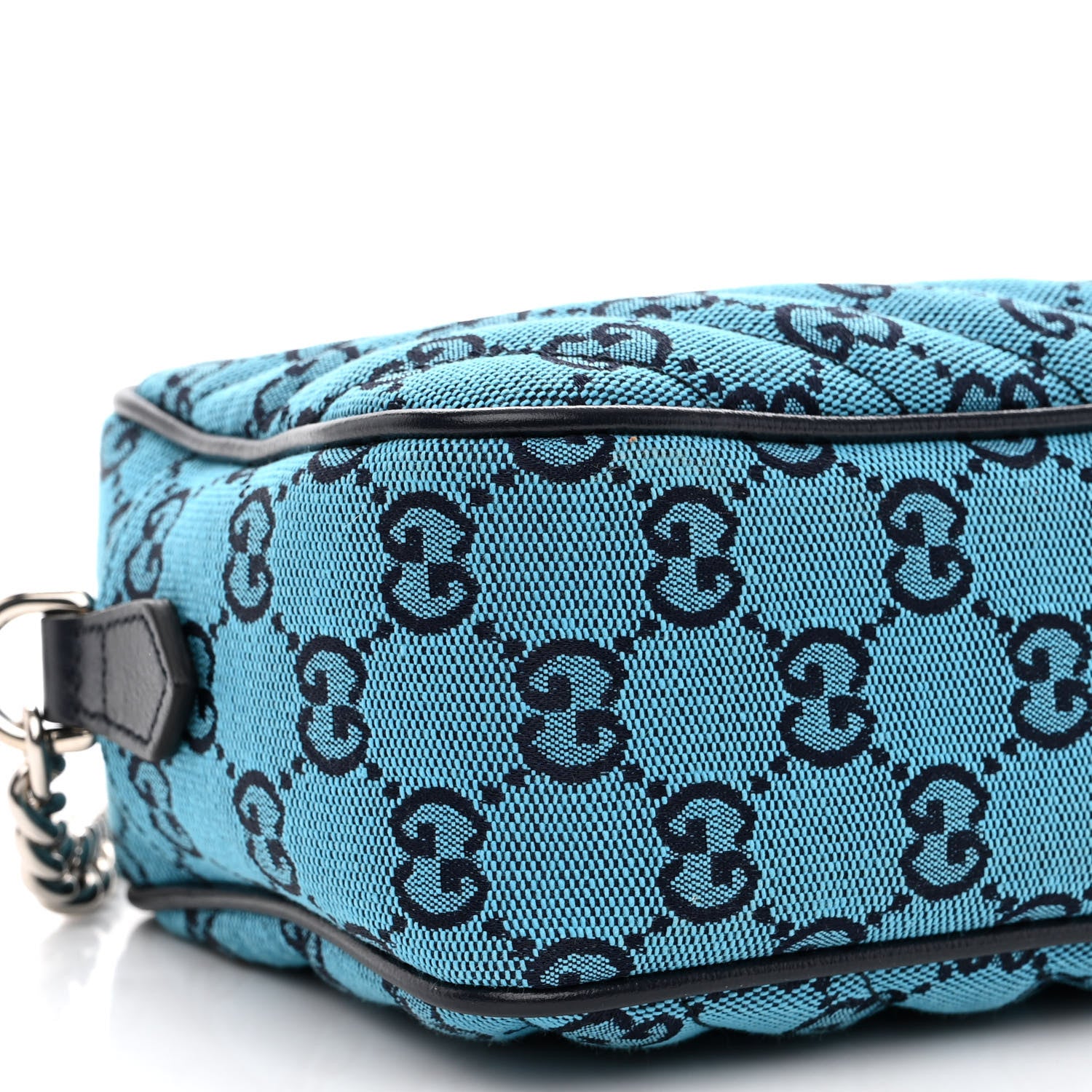 Gucci Monogram Multicolor Matelasse Diagonal Small GG Marmont Chain Shoulder Bag Light Blue 8 of 9