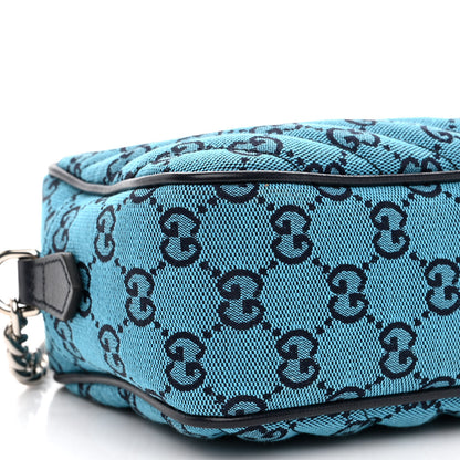 Gucci Monogram Multicolor Matelasse Diagonal Small GG Marmont Chain Shoulder Bag Light Blue 8 of 9