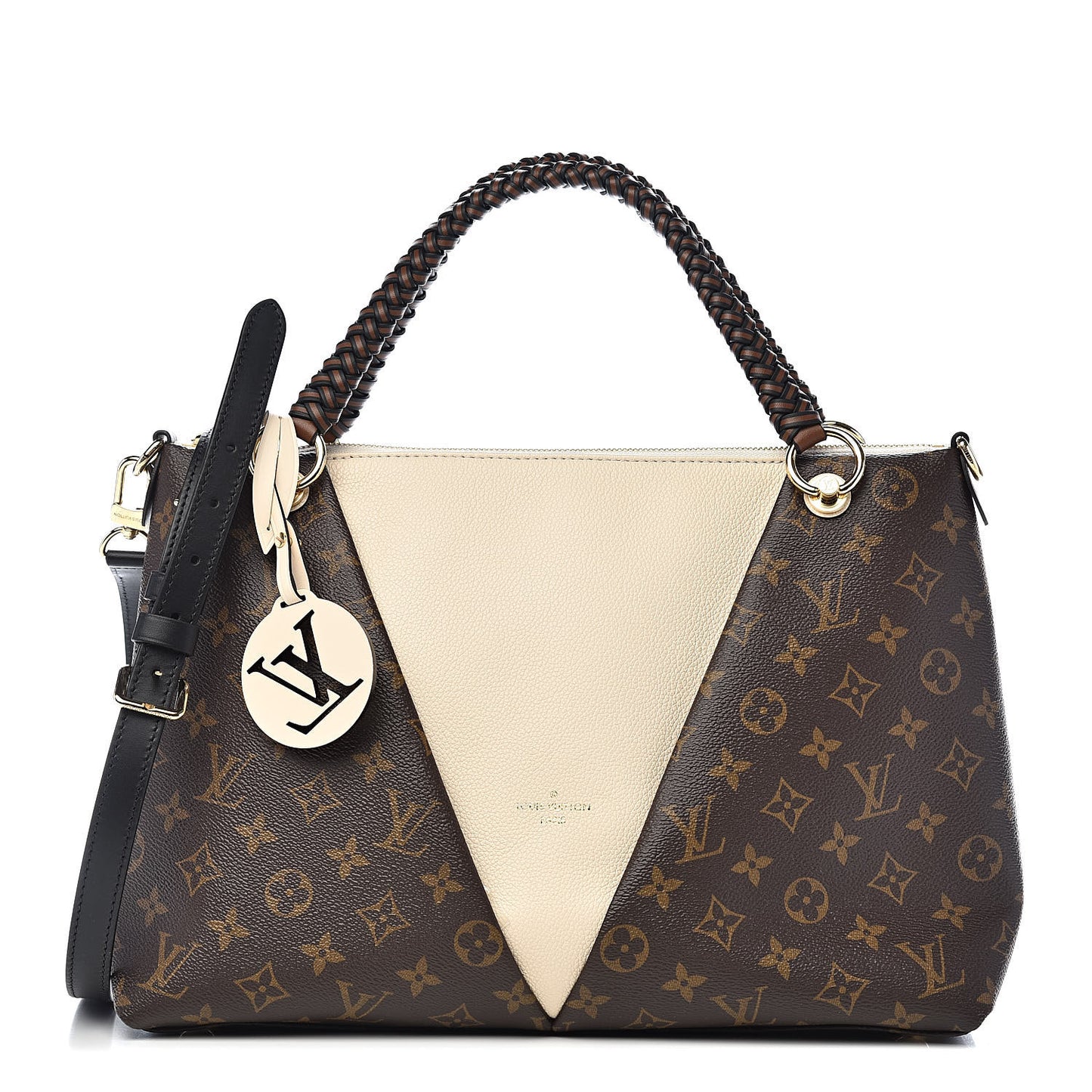 Monogram Braided V Tote MM Creme