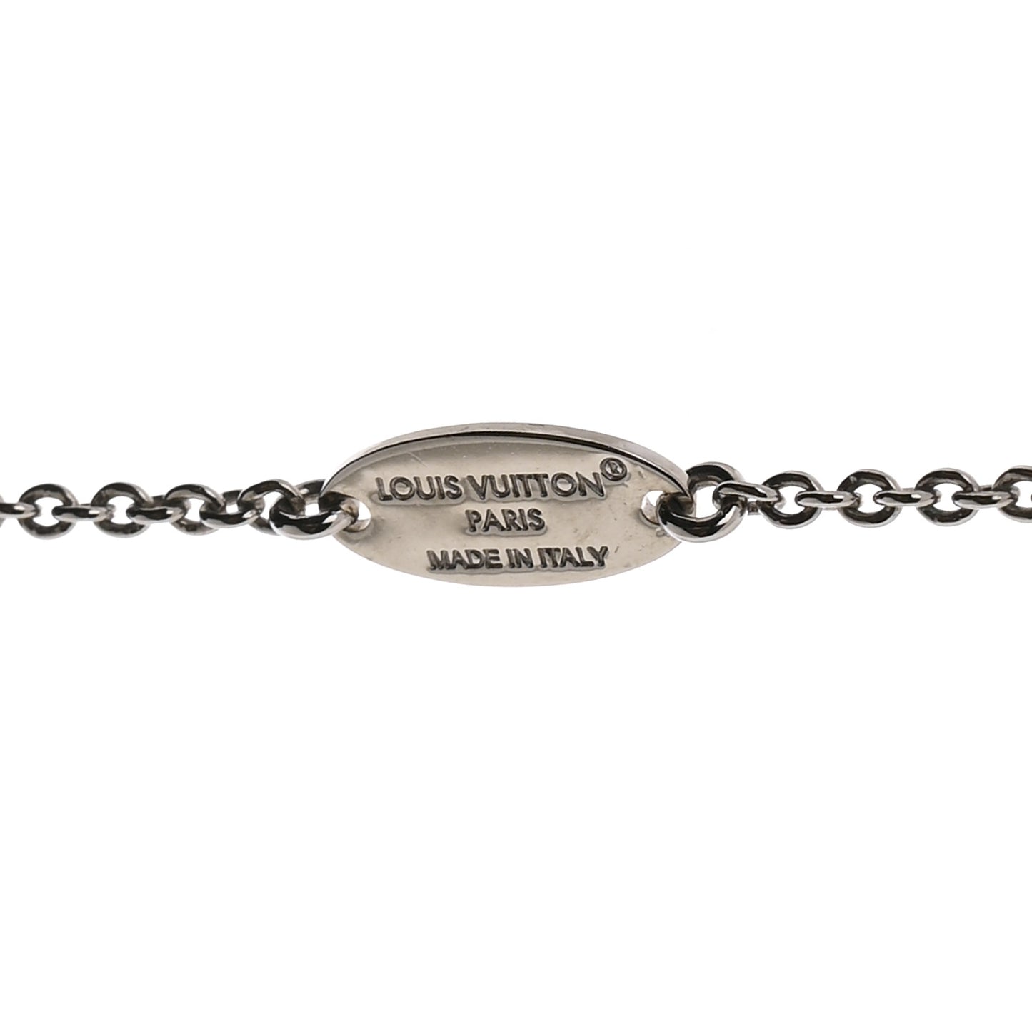 Metal Crystal Loulougram Necklace Silver