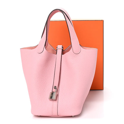 Hermes Taurillon Clemence Picotin Lock 18 PM Rose Sakura 11 of 11