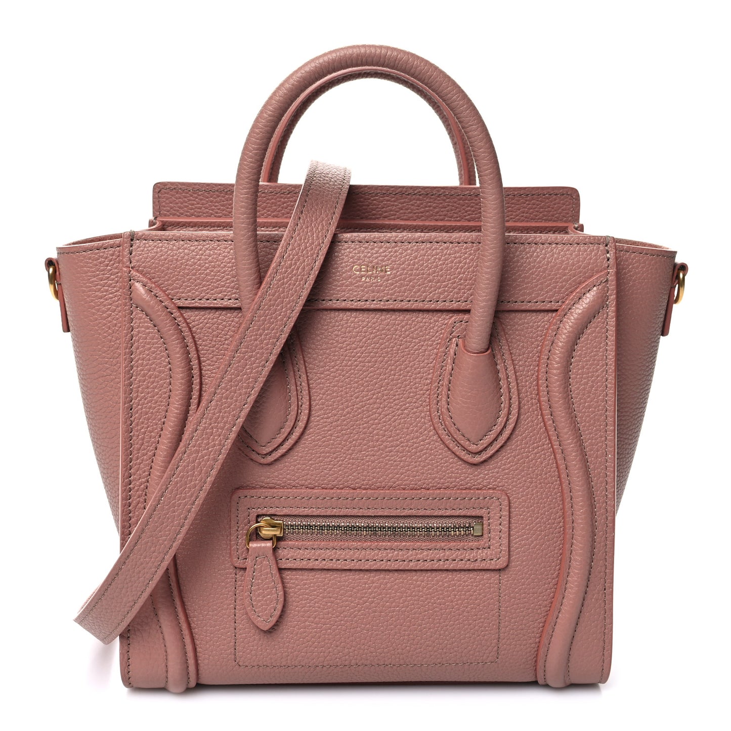 Drummed Calfskin Nano Luggage Antique Rose